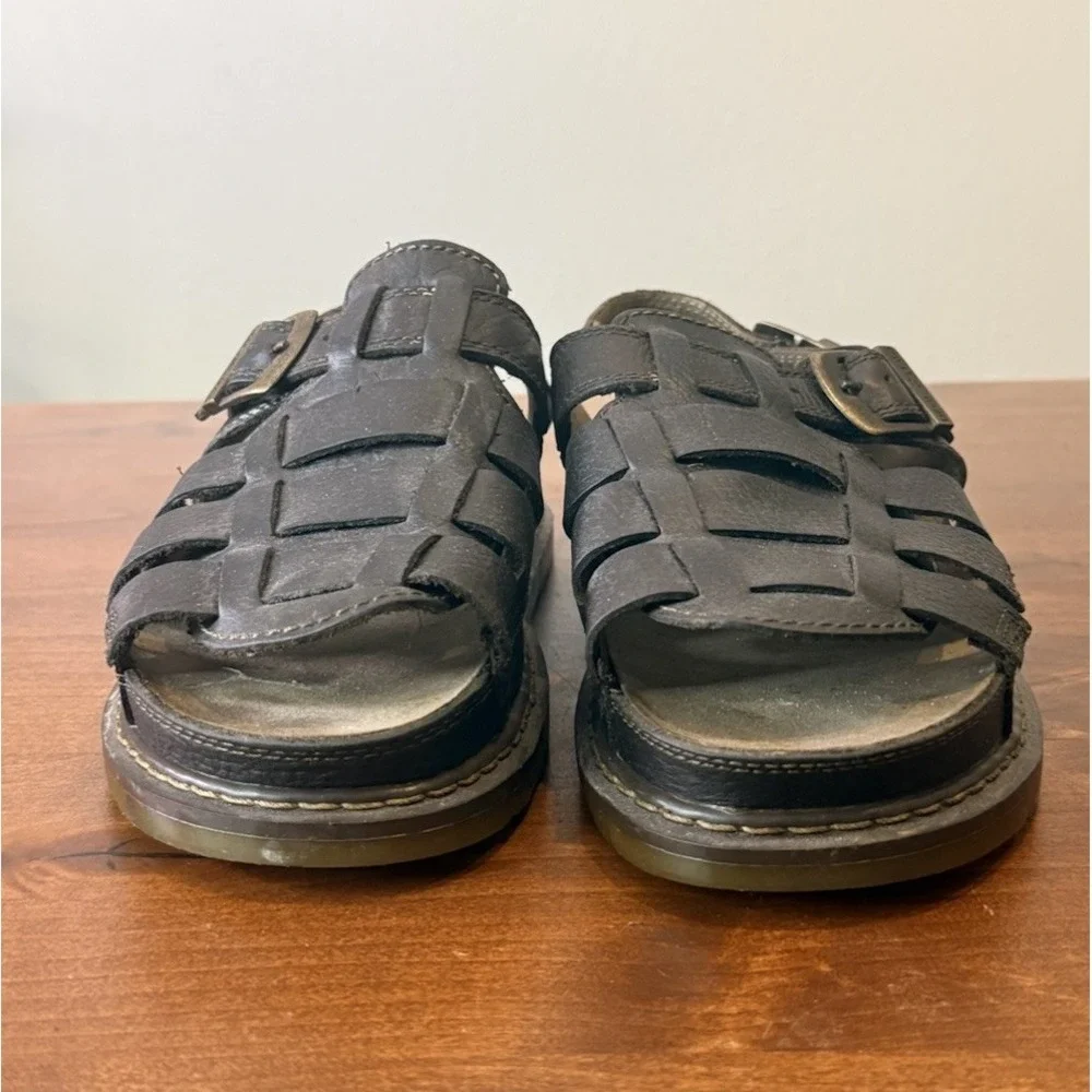 VTG Y2K Deer Stags Mens Dark Brown Woven Leather Huarache Fisherman Sandals 11